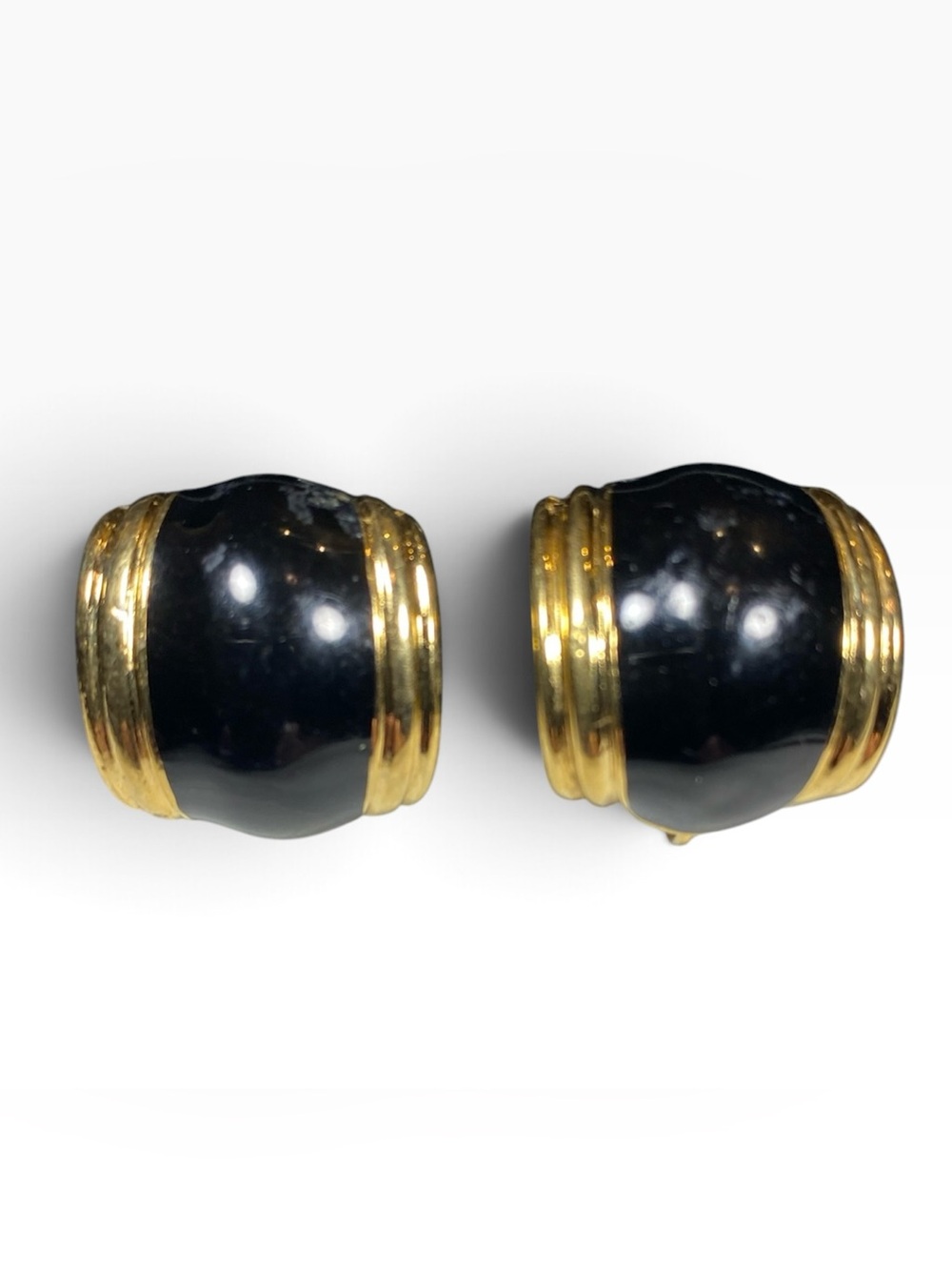 Vintage Napier Black And Gold Earrings